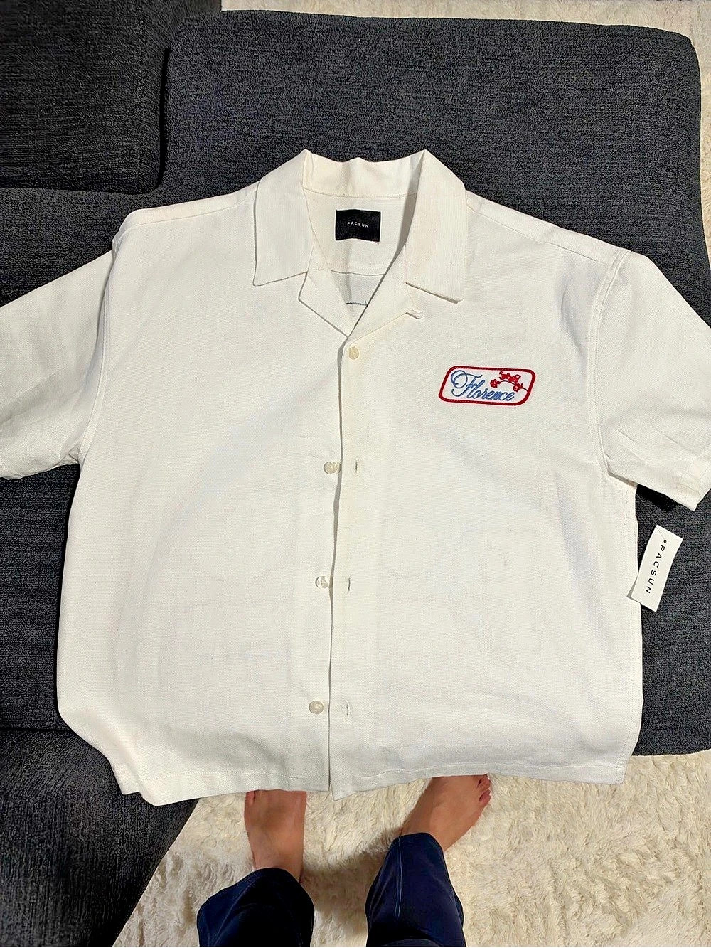The Hundreds Short Sleeve Button Front Shirt in White NWT